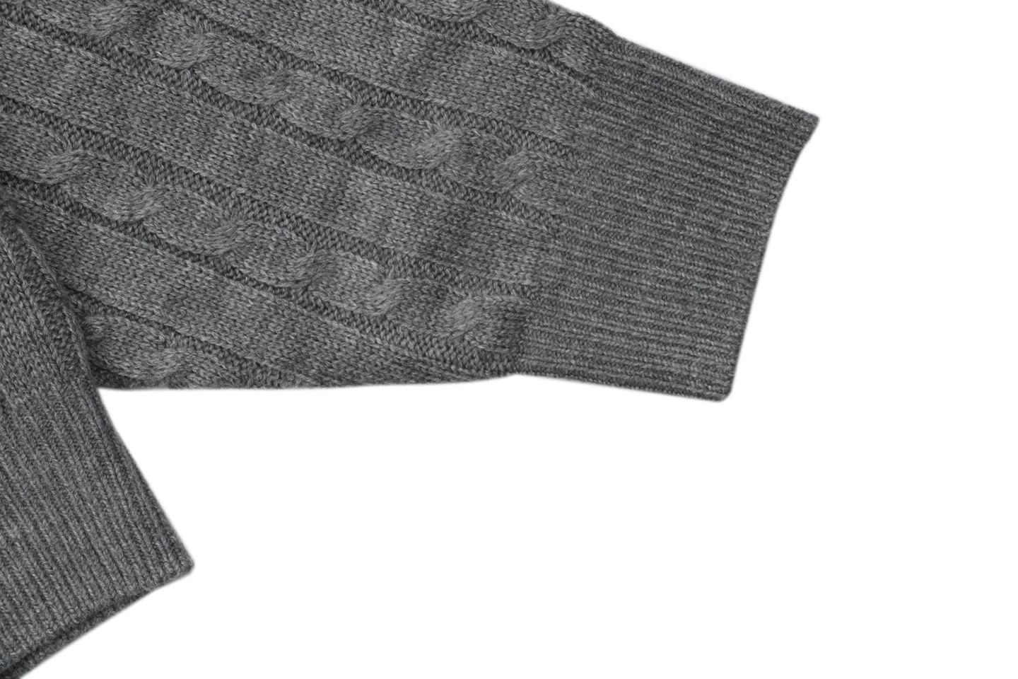 L Cable-Knit Wool Blend Leather Patch Sweater Cuff