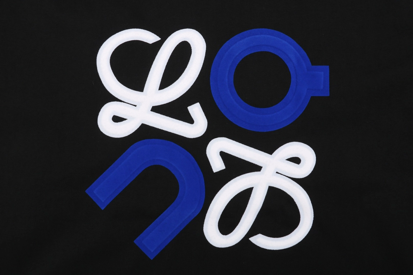 L ON Logo Embossed Shirt Black Front Print