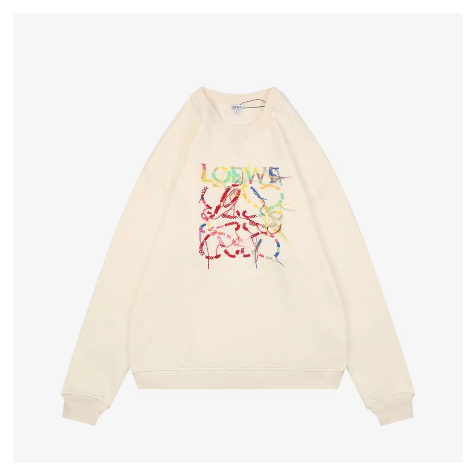 L Rope Logo Embroidered Sweatshirt Beige Front view