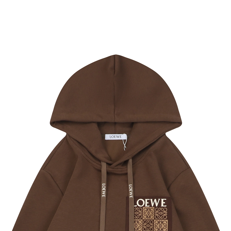 Loewe Anagram Grid Rubber Print Hoodie Brown