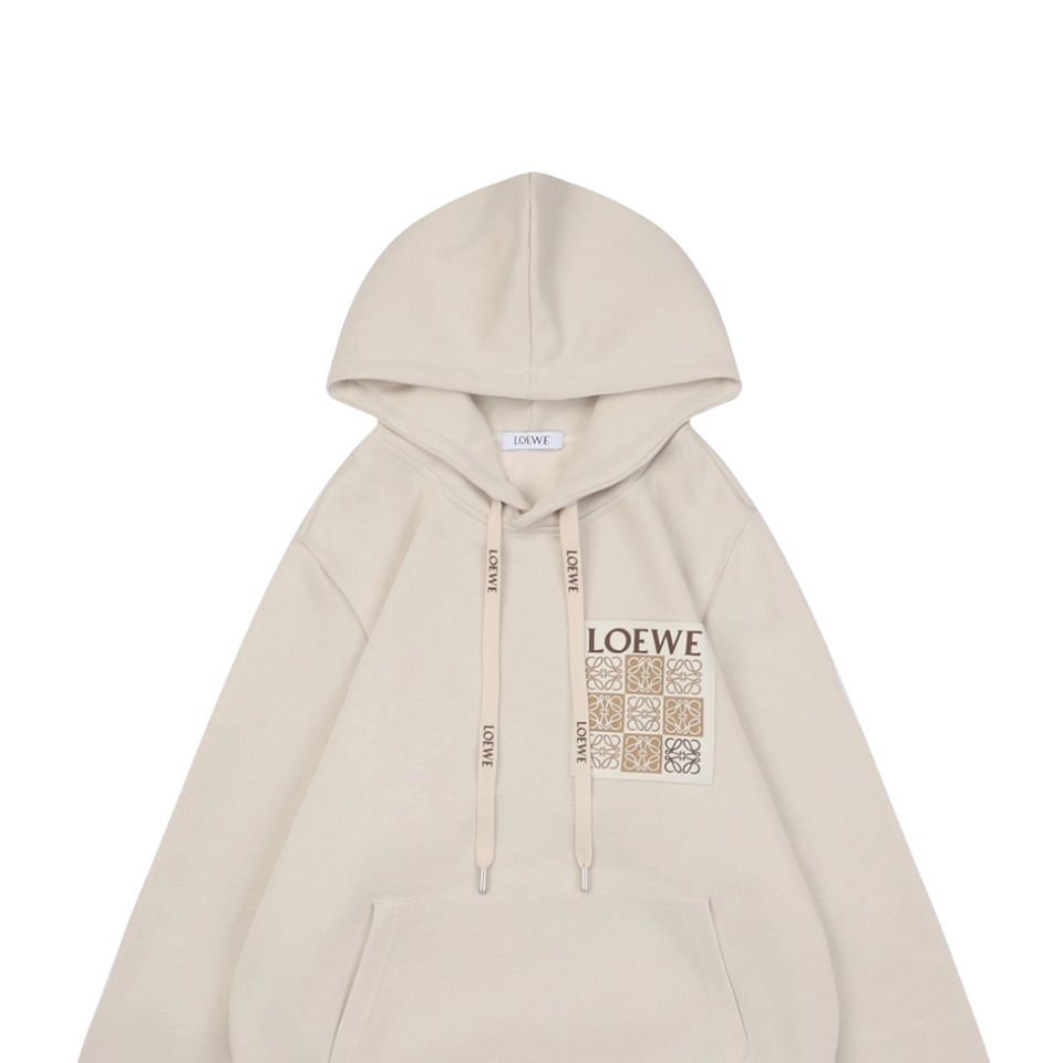 Loewe Anagram Grid Rubber Print Hoodie White
