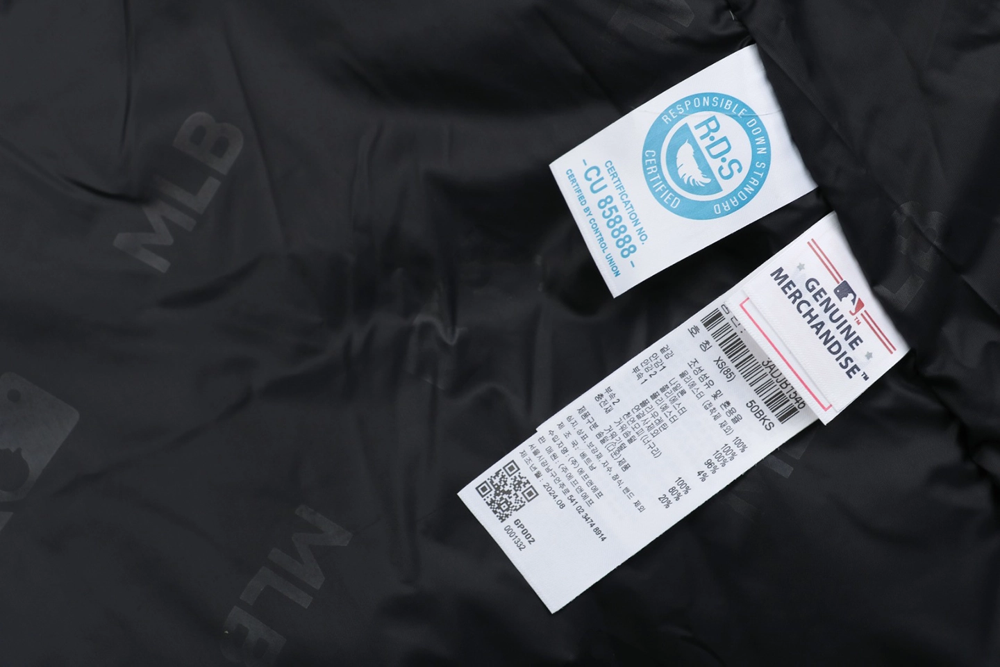 MLB 3rd-Generation Utility Short Down Jacket with Fur Hood Wash label