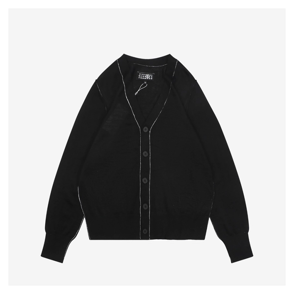 Maison Margiela Contrast Stitch V-Neck Cardigan Front view