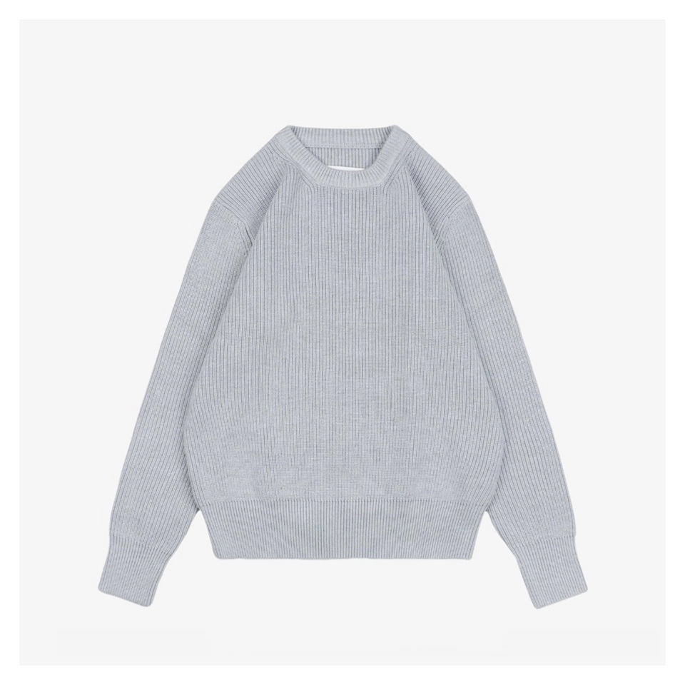 Maison Margiela Four-Stitches Solid Knit Crewneck Sweater Grey