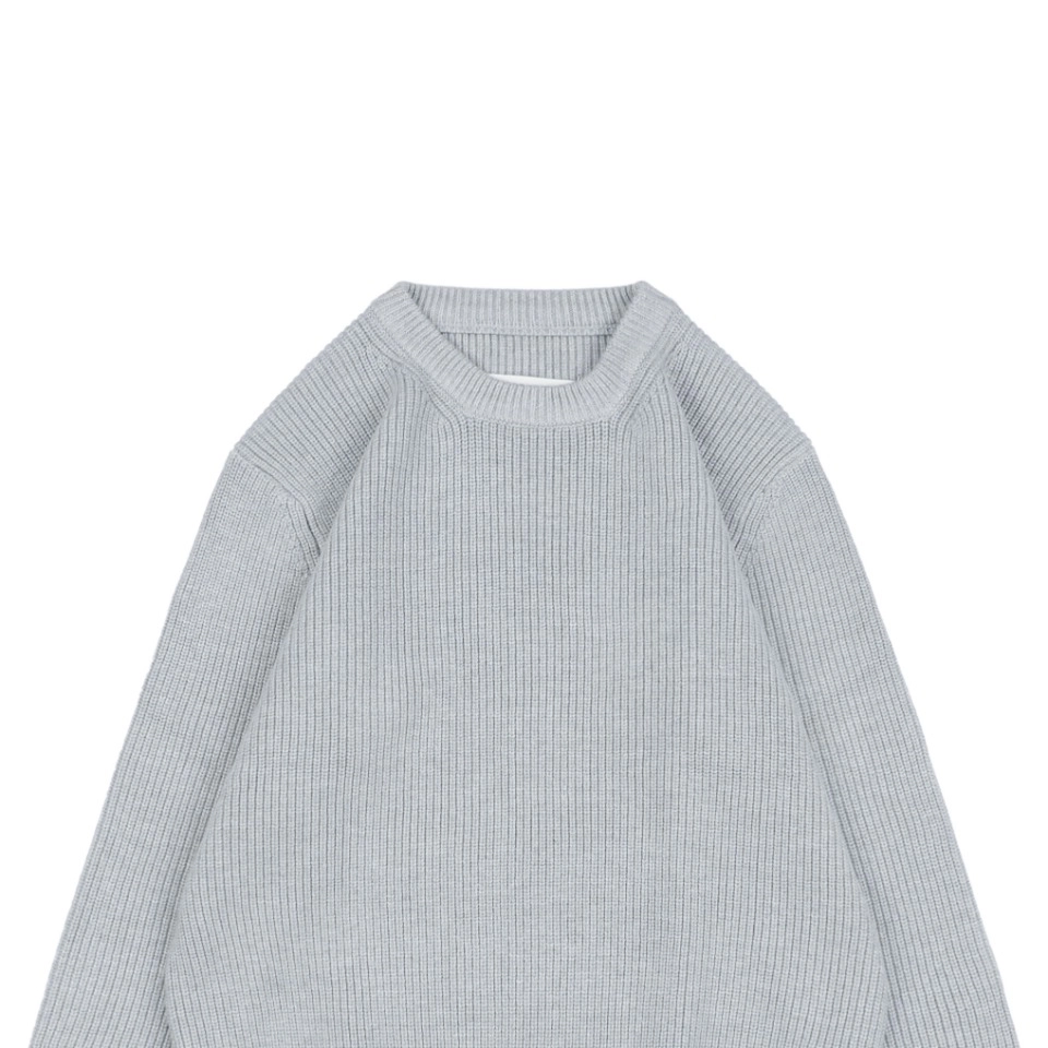 Maison Margiela Four-Stitches Solid Knit Crewneck Sweater Grey