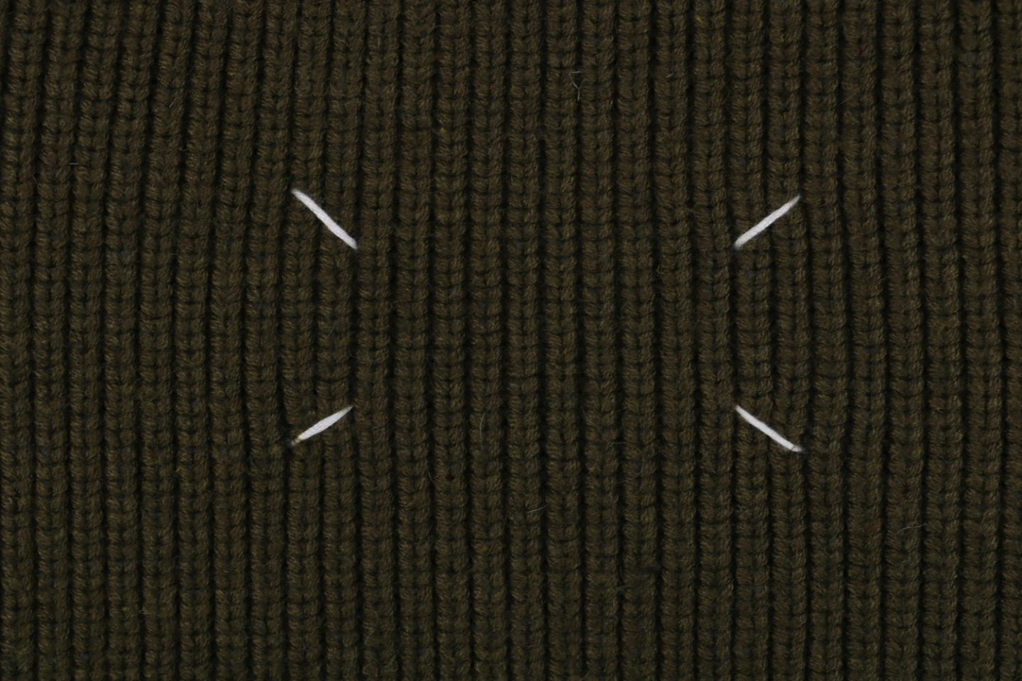 Maison Margiela Four-Stitches Solid Knit Crewneck Sweater Olive Back detail
