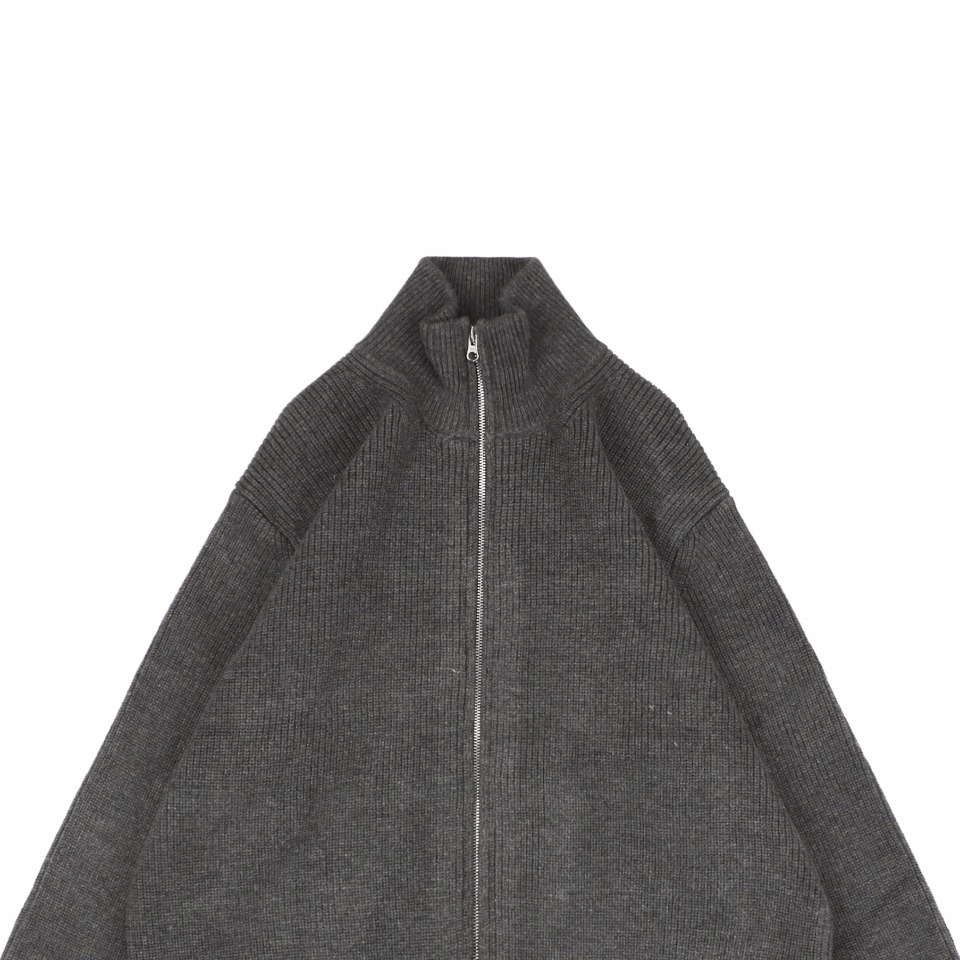 Maison Margiela N°54 Heavyweight Ribbed Zip-Up Cardigan with Signature Four-Stitches Grey