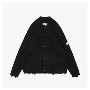 Maison Margiela Wool-Blend Distressed Cardigan Front view