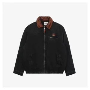 Miu Miu Denim Padded Jacket with Corduroy Collar