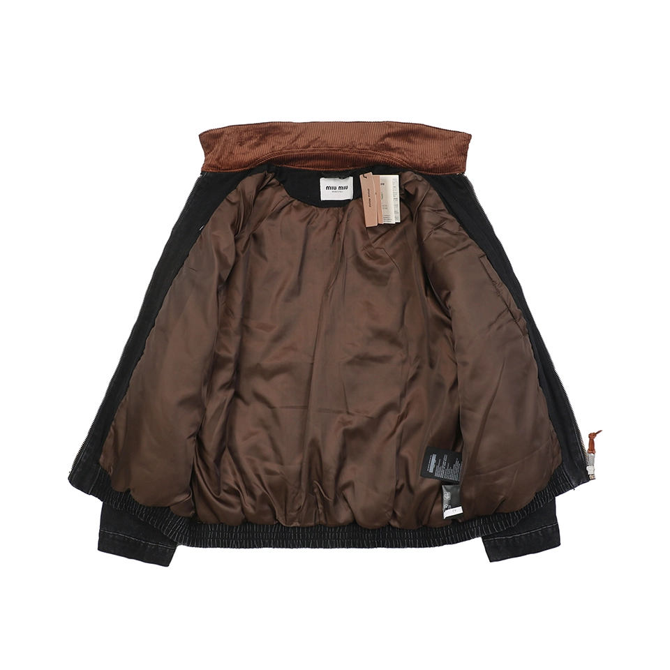 Miu Miu Denim Padded Jacket with Corduroy Collar Lining
