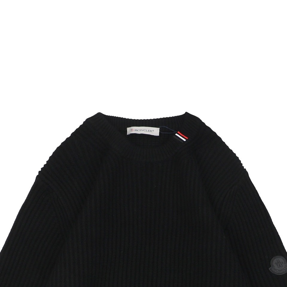 Moncler Arm Patch Crewneck Wool Sweater Black