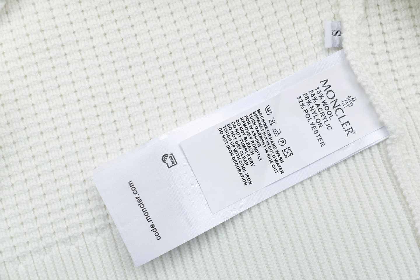 Moncler Arm Patch Crewneck Wool Sweater White Wash label