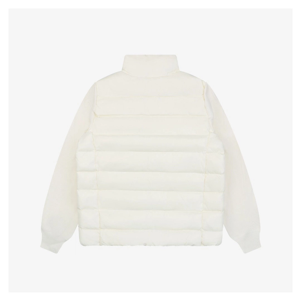 Moncler Hybrid Knit-Sleeve Lightweight Puffer Jacket White Back view
