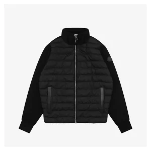 Mxxcler Leather-Trim Pocket Knit Down Jacket Black