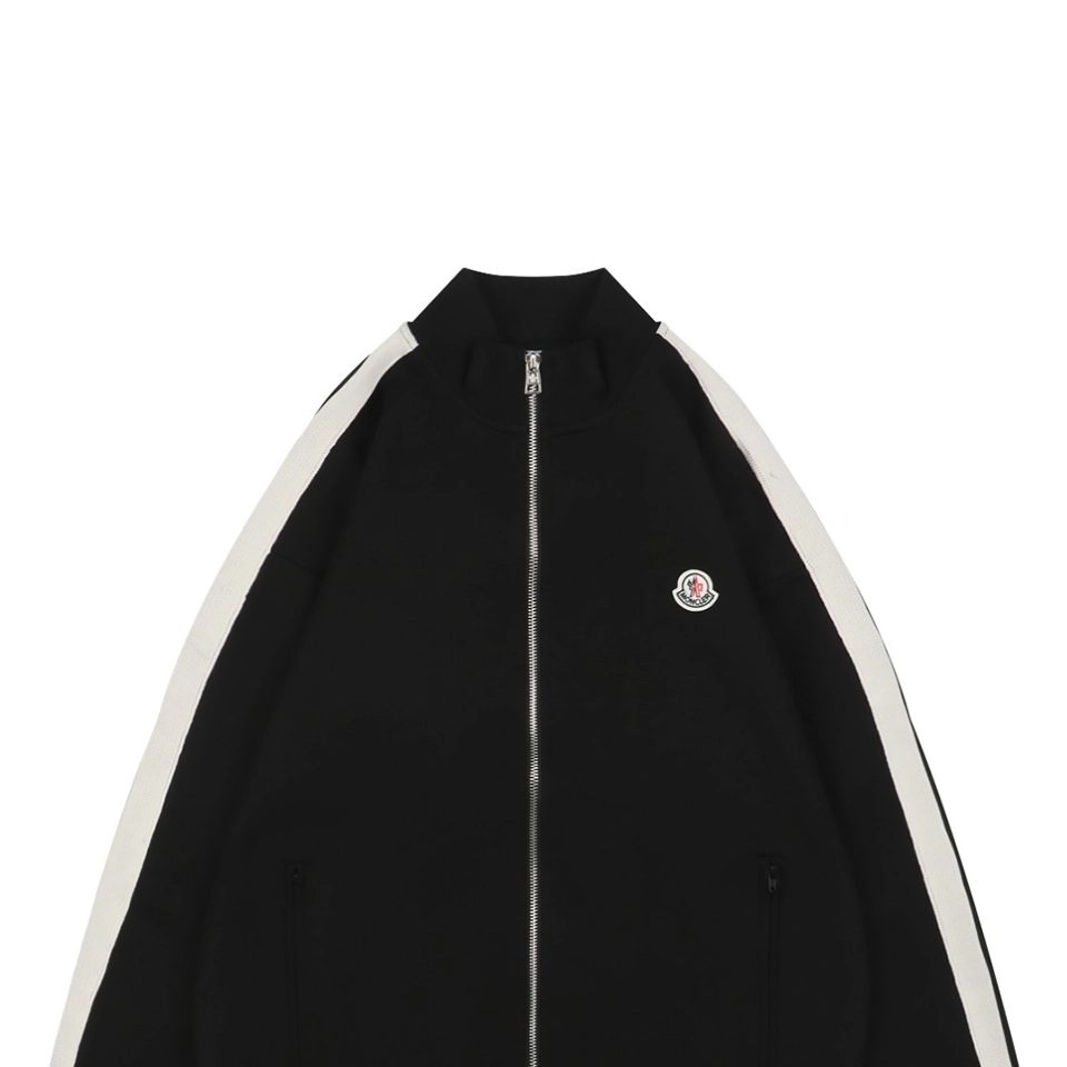 Mxxcler Side Stripe Logo Zip-Up Jacket Black