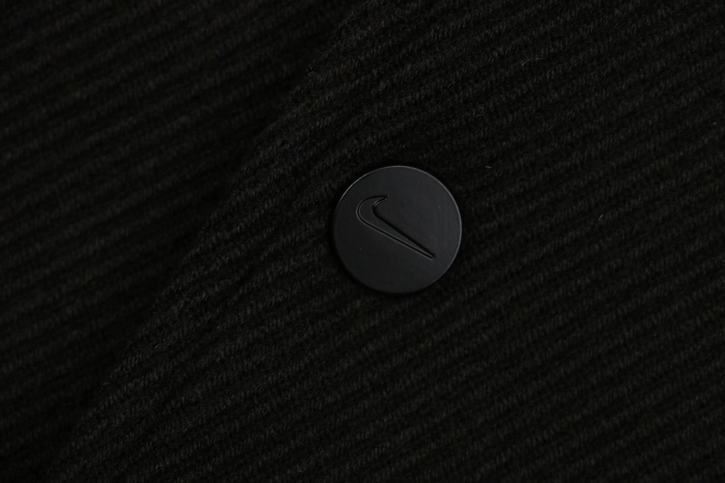 Nike Wool Blend Leather-Collar Jacket Button