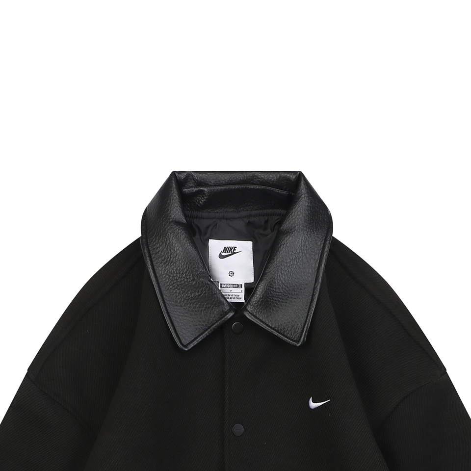 Nike Wool Blend Leather-Collar Jacket