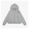 N1ke x Stüssy Box Logo Embroidered Fleece-Lined Zip Hoodie (Grey/Black)
