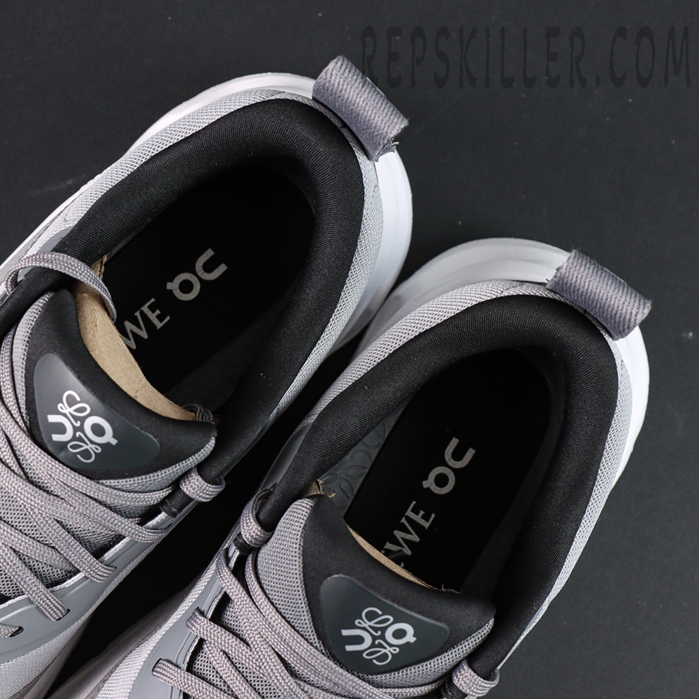 ON x LOEWE Cloudtilt 2 Grey inner collar and tongue branding details