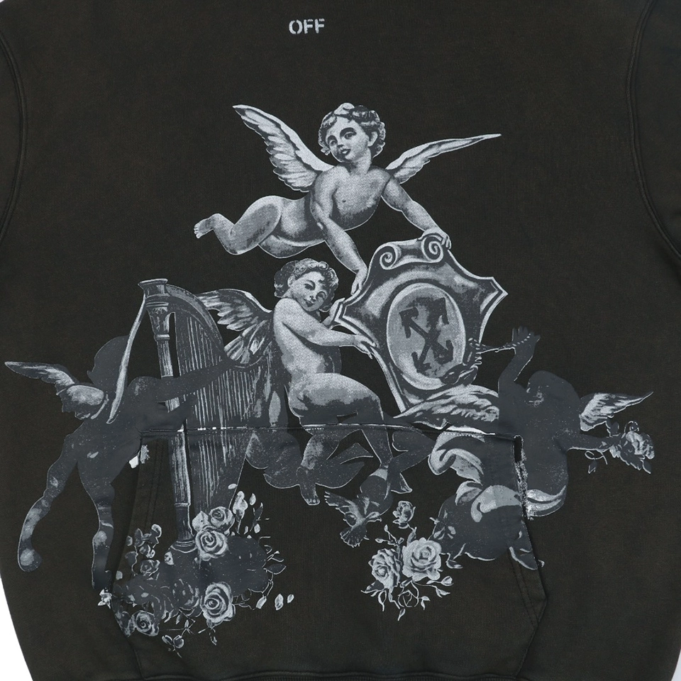 Off-White Angel Harp Graphic Hoodie Front Print