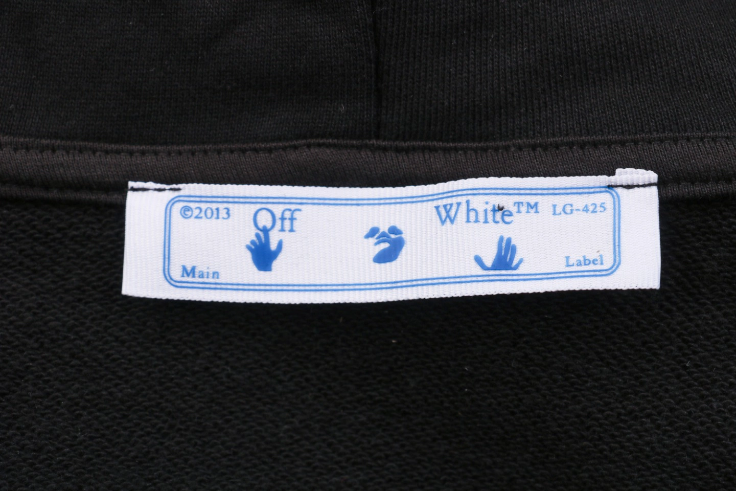 Off-White Blue Arrow Earth Graphic Hoodie Brand tag