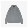 Ralph Lauren Polo Pony Embroidered Cable-Knit Cardigan (Grey/Black)