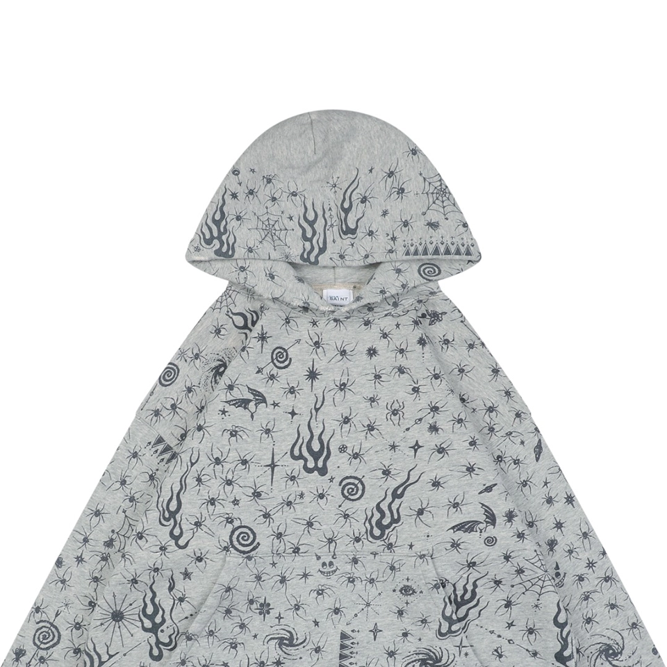Saint Michael x Dr. Woo All-Over Printed Distressed Hoodie