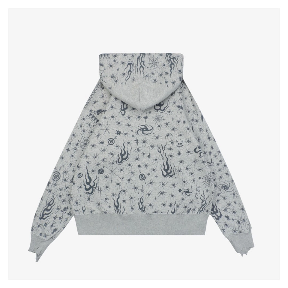 Saint Michael x Dr. Woo All-Over Printed Distressed Hoodie Back view