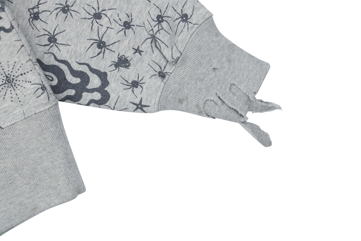 Saint Michael x Dr. Woo All-Over Printed Distressed Hoodie Cuff
