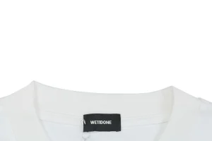 We11done 1506 Distressed Lettering Shirt White Collar