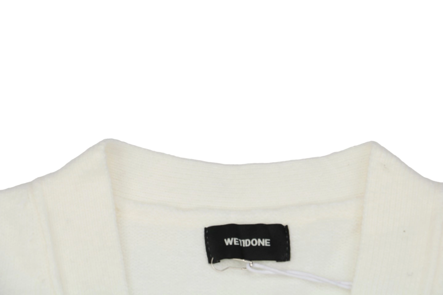 We11done Pocket Hem “W” Cardigan White Collar