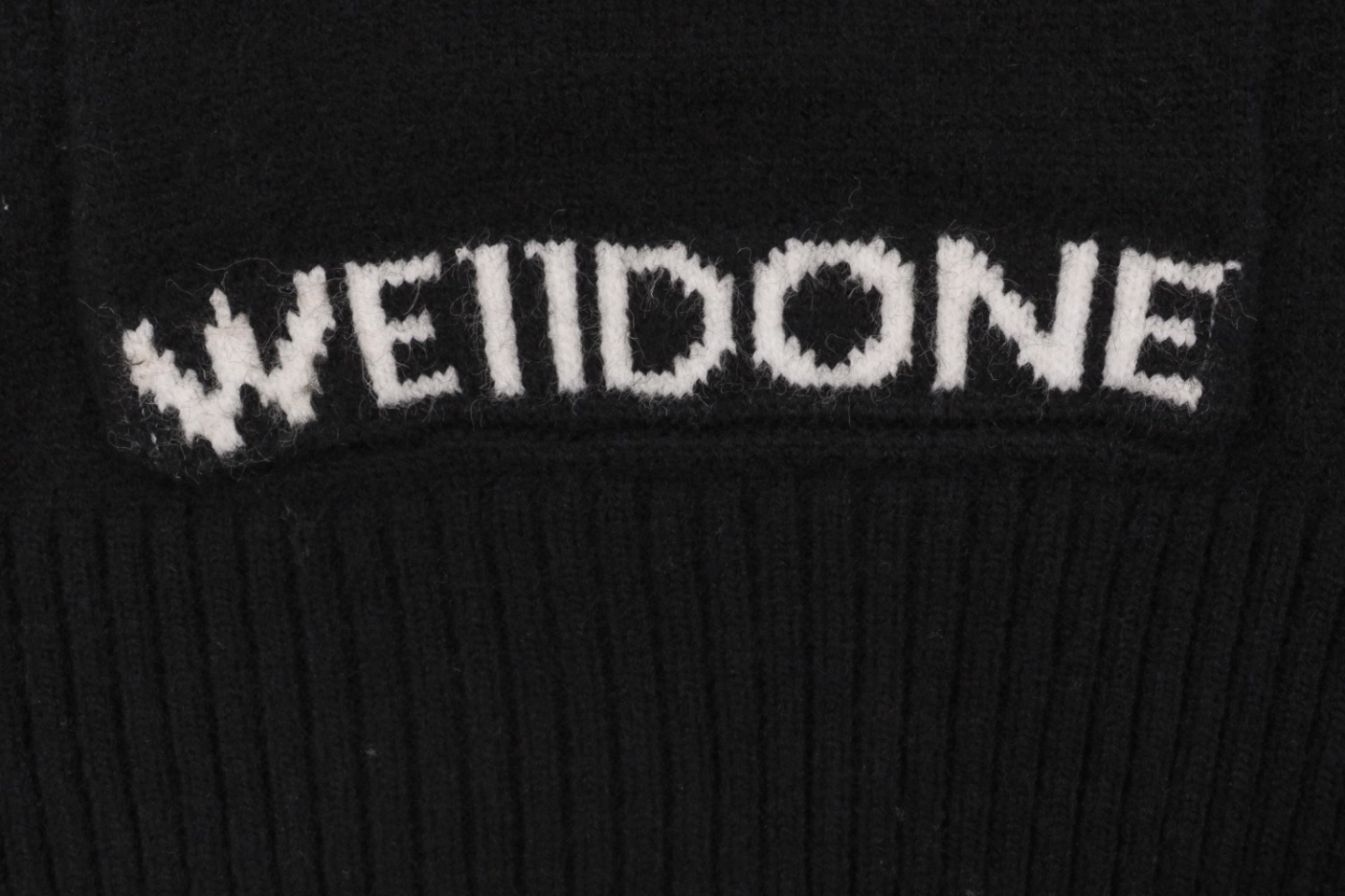 We11done Pocket Hem “W” Cardigan Black Front Brand