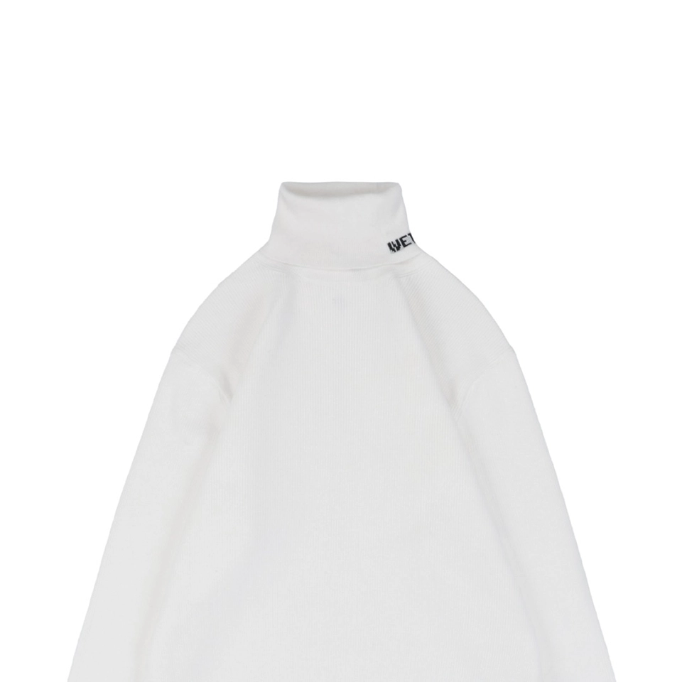 We11done Small WE Logo High-Neck Knit Sweater White
