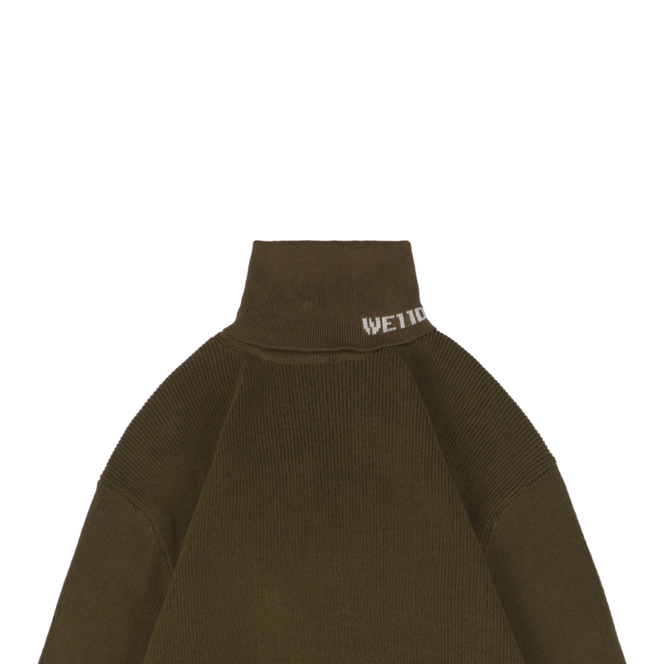 We11done Small WE Logo High-Neck Knit Sweater Green