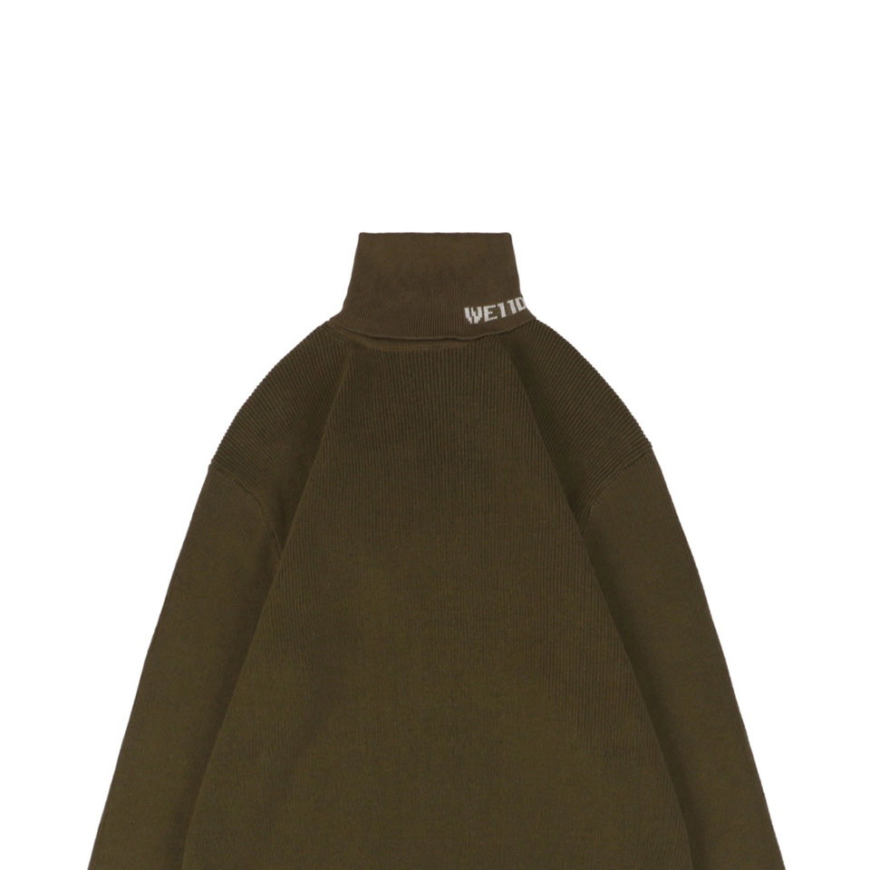 We11done Small WE Logo High-Neck Knit Sweater Green