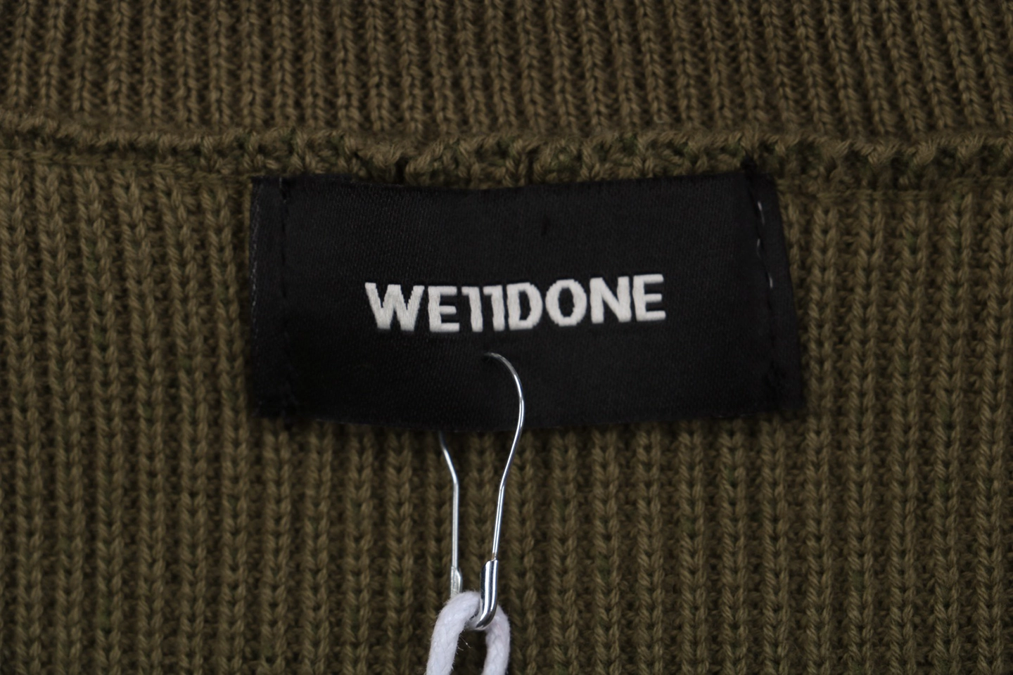 We11done Small WE Logo High-Neck Knit Sweater Green Brand label