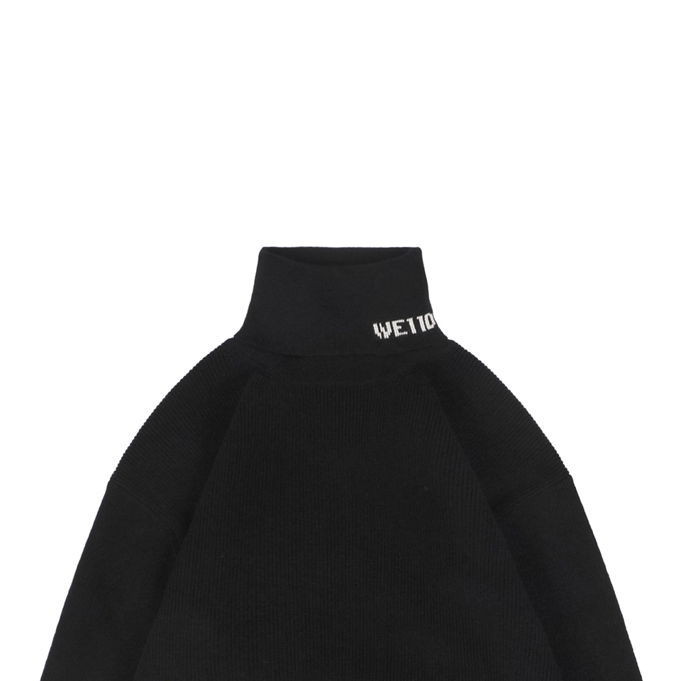 We11done Small WE Logo High-Neck Knit Sweater Black
