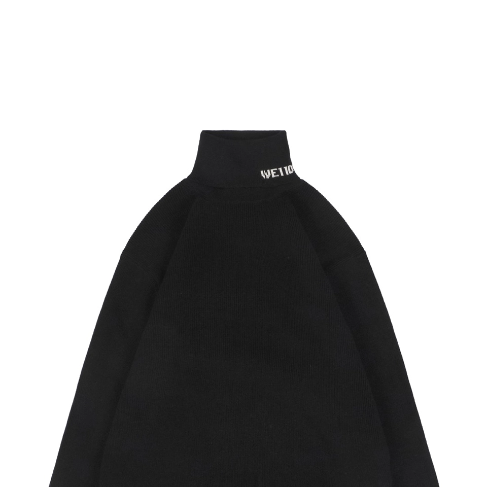 We11done Small WE Logo High-Neck Knit Sweater Black