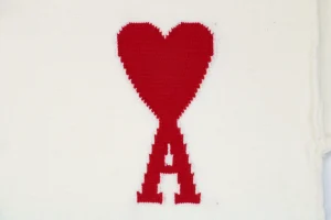 Ami De Cœur Oversized Heart Logo Crewneck Sweater White Brand