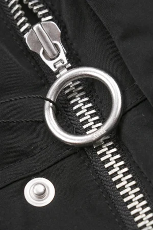 Ami Paris Heart Logo Oversized Short Puffer Jacket Black Zipper puller