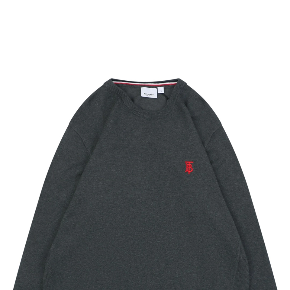 BBry BT Logo Embroidered Crewneck Sweater Grey