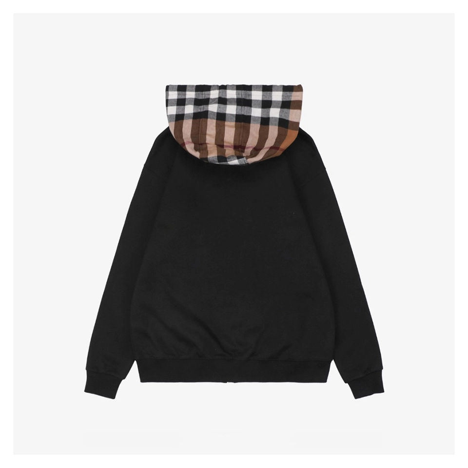 BBry Check Hooded Zip-Up Jacket Black Back view
