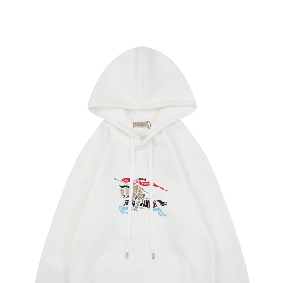 BBry Multicolor Equestrian Print Hoodie White
