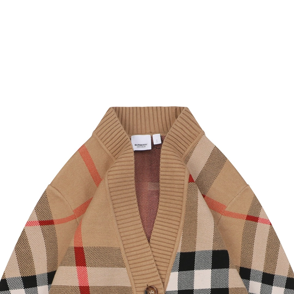 BBry Oversized Check Wool Cardigan - Light Brown