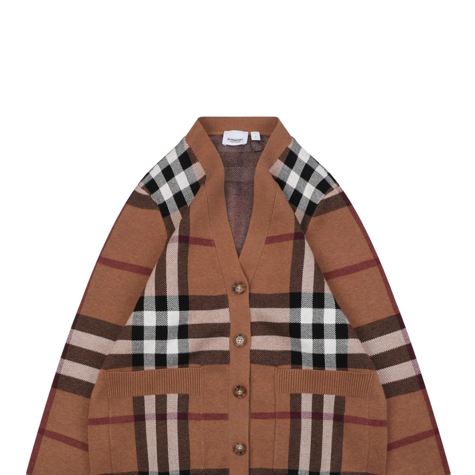 BBry Oversized Check Wool Cardigan