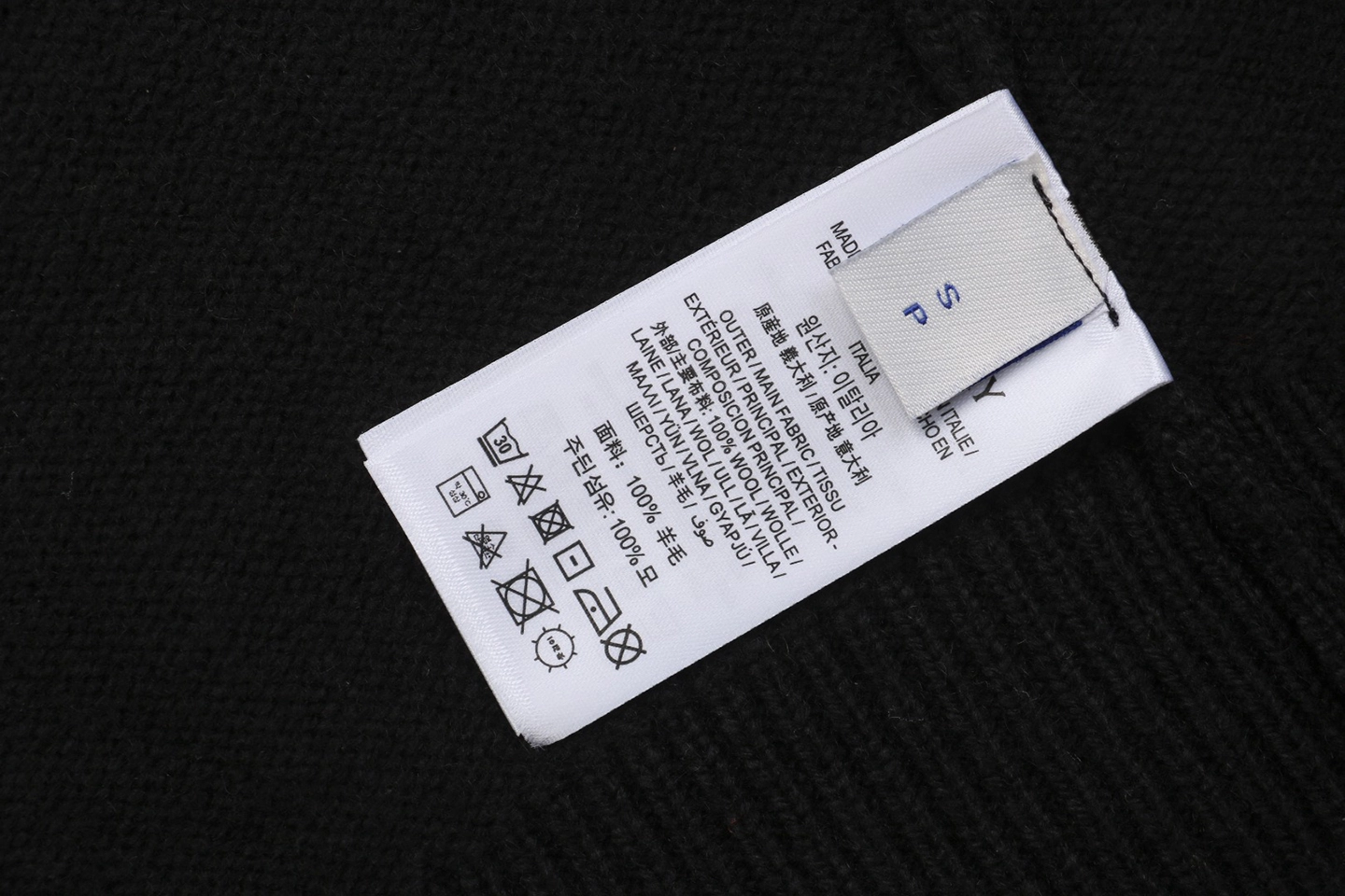 Burberry Check Ribbed Crewneck Sweater Black Wash label