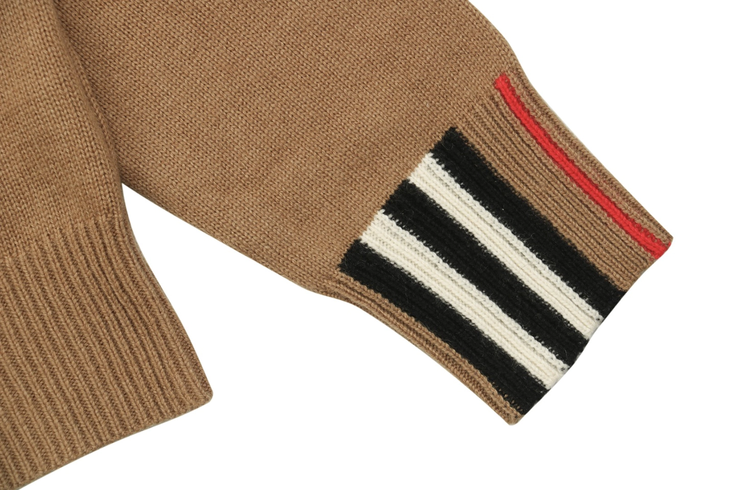 Burberry Check Ribbed Crewneck Sweater Brown Cuff