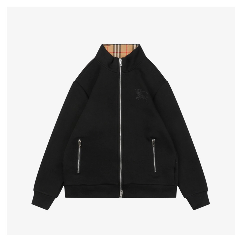 Burberry Equestrian Knight Embroidered Air Cotton Zip Jacket Front view