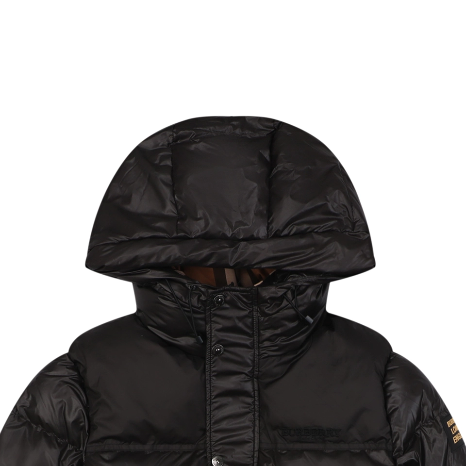 Burberry Matte Hooded Down with Arm Patch Jacket #2505 Black