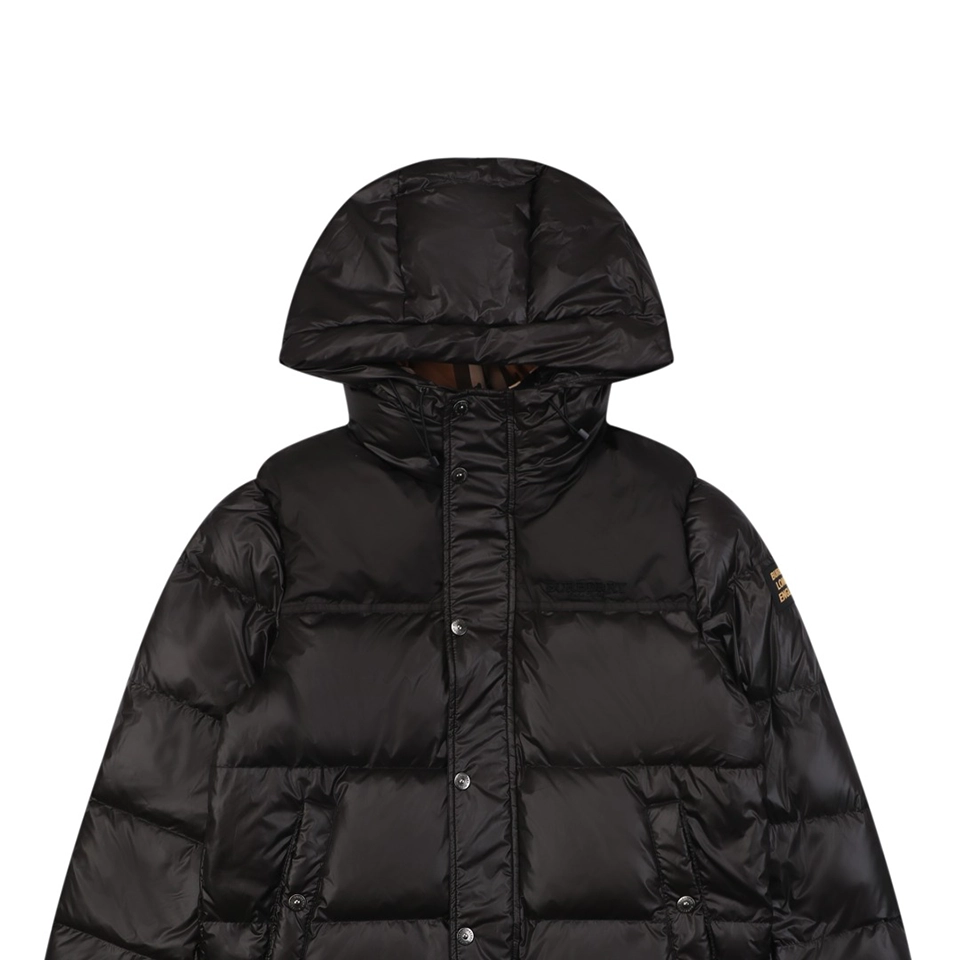 Burberry Matte Hooded Down with Arm Patch Jacket #2505 Black